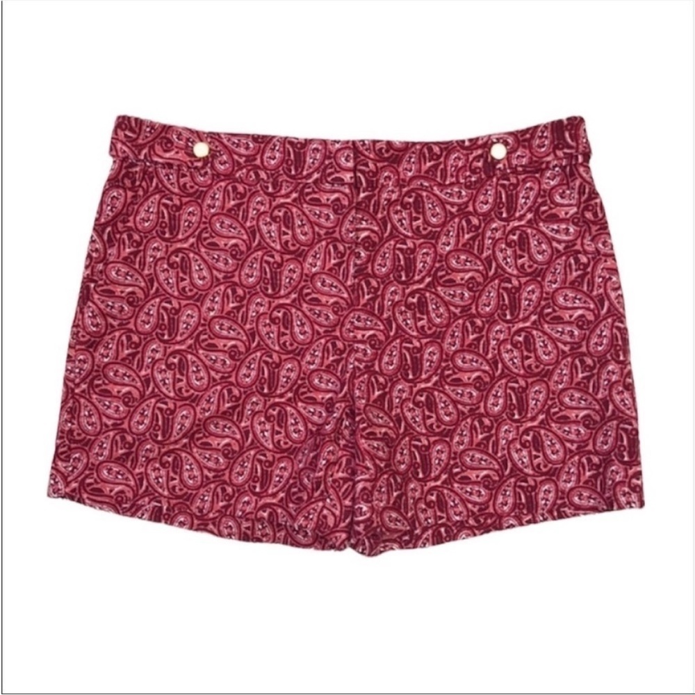Saint Tropez West Paisley Print Shorts Pockets Red Cotton Size 6
